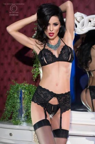 CR 4220 S Reggiseno Nero Aperto Set 3 pezzi