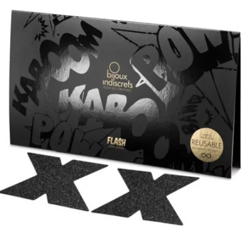 BIJOUX - INDISCRETS VILLOGNAK KERESZTEZIK FEKETE MELLBIMBÓKUPAKOKAT