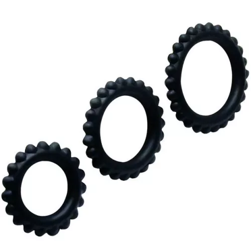 BAILE - TITAN KÉSZLET 3PCS COCK RING BLACK 2,8 + 2,4 + 1,9 CM