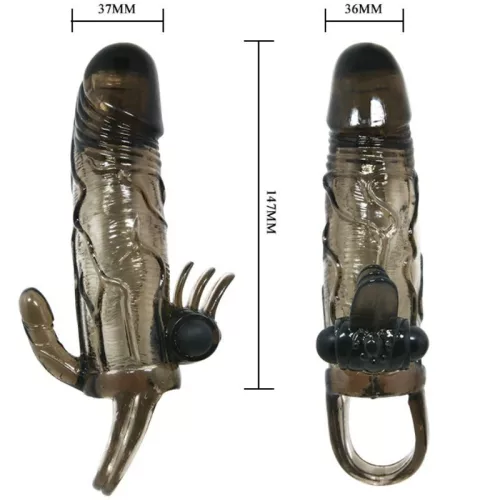 BAILE - BÁTOR FÉRFI PÉNISZFEDÉS CSIKLÓVAL ÉS ANÁLIS STIMULÁCIÓVAL, DUPLA GOLYÓ FEKETE 16,5 CM