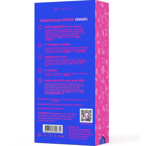 B SWISH - BVAD NYÚL VÉGTELEN KLASSZIKUS ÚJRATÖLTHETŐ VIBRÁTOR KÉK SZILIKON