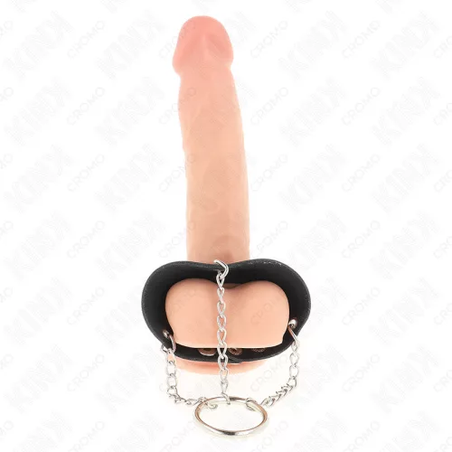 KINK - PÉNISZGYŰRŰ 4 CM LÁNC 7 CM FÉM BŐRÖV