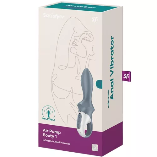 SATISFYER - AIR PUMP BOOTY 1 ANÁLIS FELFÚJHATÓ VIBRÁTOR SZÜRKE