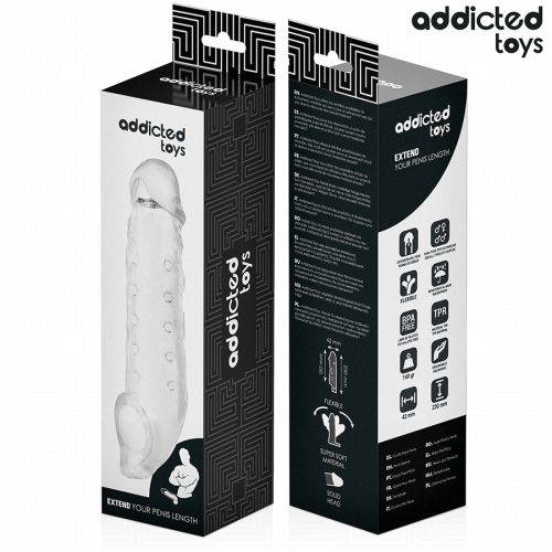 ADDICTED TOYS - ÁTLÁTSZÓ PÉNISZHÜVELY M MÉRET 27 CM