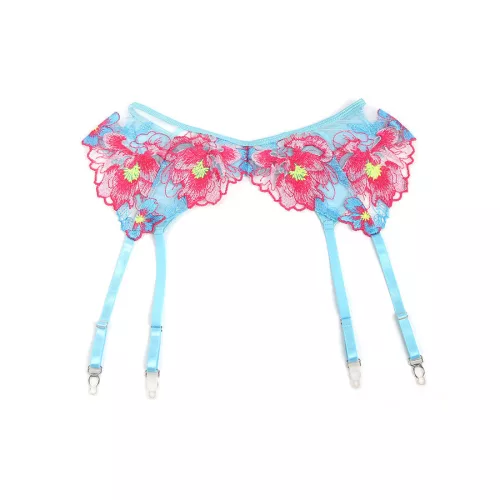 SUBBLIME - 957643 VIRÁGHÍMZETT MELLTARTÓ ÉS HARISNYATARTÓ ÖV SZETT RÓZSASZÍN S/M