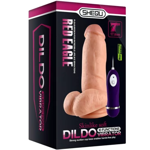 SHEQU - RED EAGLE VIBRÁTOROS DILDO TÁVIRÁNYÍTÓVAL 17 CM