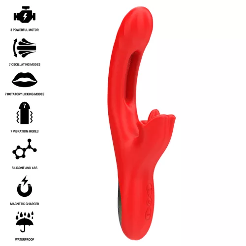 INTENZÍV - JESSICA MULTIFUNKCIÓS VIBRÁTOR KLITORIS STIMULÁCIÓ 24,8 CM PIROS