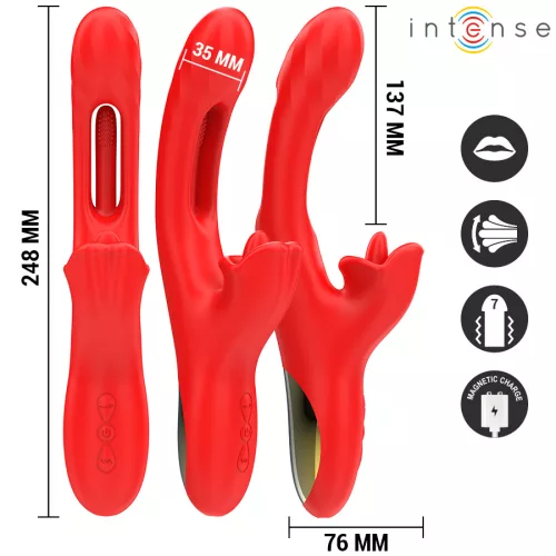 INTENZÍV - JESSICA MULTIFUNKCIÓS VIBRÁTOR KLITORIS STIMULÁCIÓ 24,8 CM PIROS