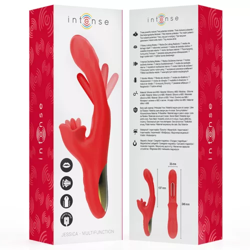 INTENZÍV - JESSICA MULTIFUNKCIÓS VIBRÁTOR KLITORIS STIMULÁCIÓ 24,8 CM PIROS