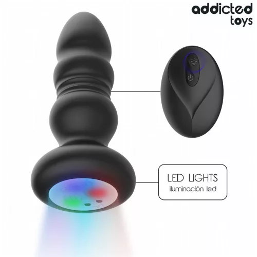 ADDICTED TOYS - THRUSTING VIBRÁLÓ ANÁLIS DUGÓ, LED FÉNYES TÁVIRÁNYÍTÓ