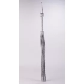   Coda intrecciata in pelle con manico di bambino White_B15O25_3