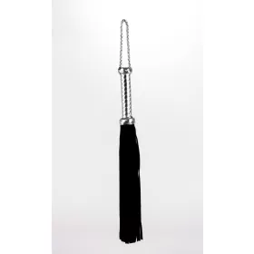   Flogger con manico in pelle metallica e code in pelle in suede nere 18"