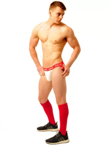 Fukker Jockstrap – stílusos fehér-piros férfi fehérnemű