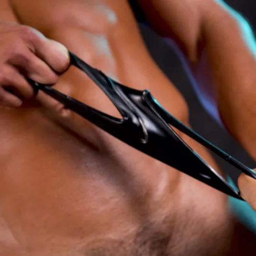 MEGAMEN Cocksling – elegáns fekete intim segédeszköz