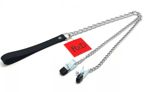 Fém-bőr melltartó csipesz - érzéki bőr póráz