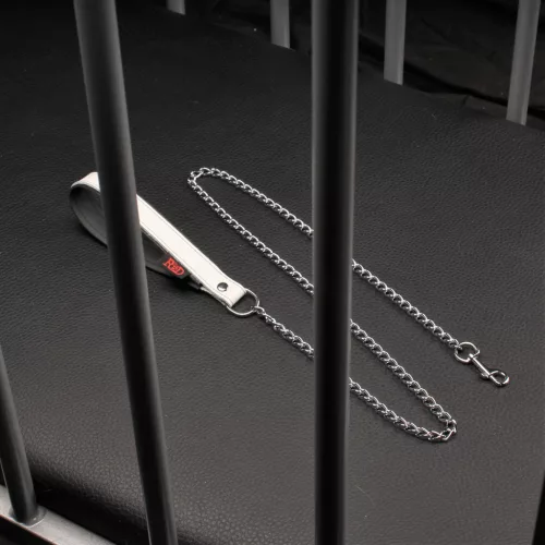 Prémium bőr fogantyús póráz – 1 m, fehér