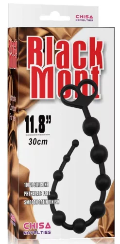 Fekete Mont gyöngyös analóg rózsafüzér – 30 x 2,4 cm