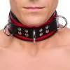 Bőrnyaklánc 3 karika – vörös-fekete design