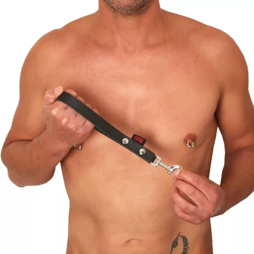 Prémium fekete bőr póráz - stílusos kontrollérzék