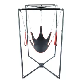 Öt pontos bőr heveder készlet - fekete-vörös elegancia