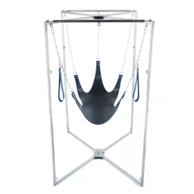   Prémium 5 pontos bőr heveder készlet – fekete-kék keret