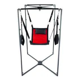 Kit Sling – piros-fekete szövet hordszíj fekete kerettel