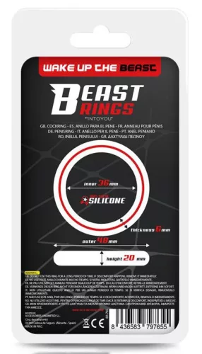 Beast Ring – prémium szilikon péniszgyűrű 36 mm, fekete-sárga