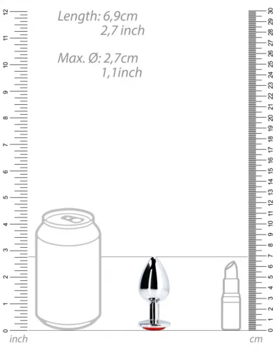 Bijou – ezüst-vörös anális gyöngy 6 x 2,6 cm