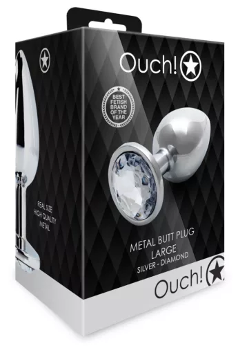 Bijou – ezüst, átlátszó, kerek anális kényeztető 8 x 4 cm