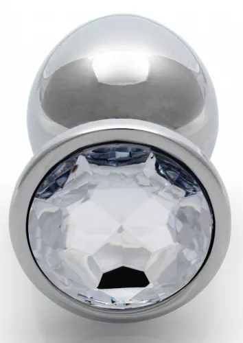 Bijou – ezüst, átlátszó, kerek anális kényeztető 8 x 4 cm