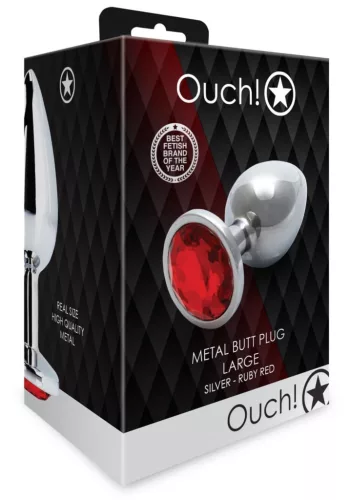 Bijou – ezüst-piros kerek anális gyöngy 8 x 4 cm