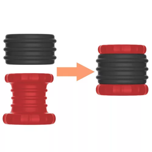 Soqlo ballstretcher – prémium fekete-piros péniszgyűrű 35 mm