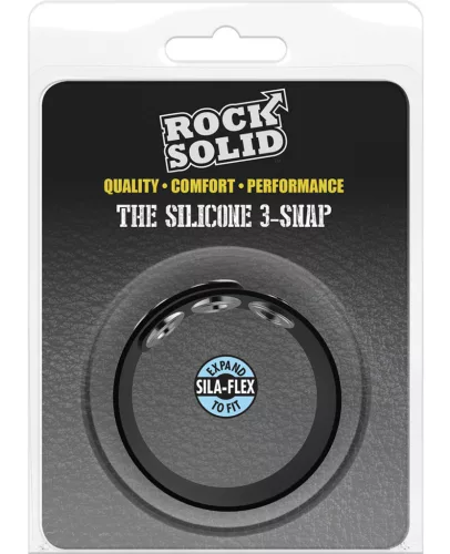 Állítható szilikon péniszgyűrű – három snap fekete