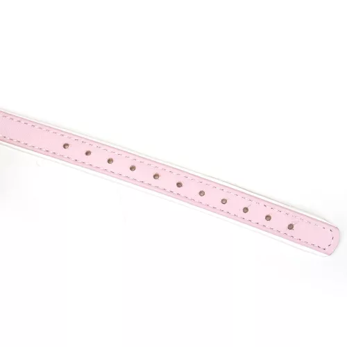 Bavaglio in pelle di capra fatata bianco e rosa