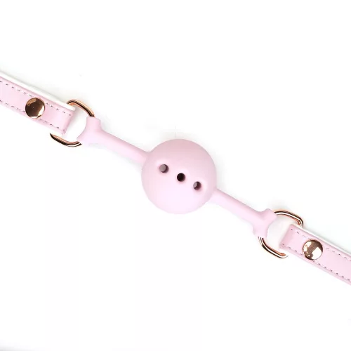 Bavaglio in pelle di capra fatata bianco e rosa