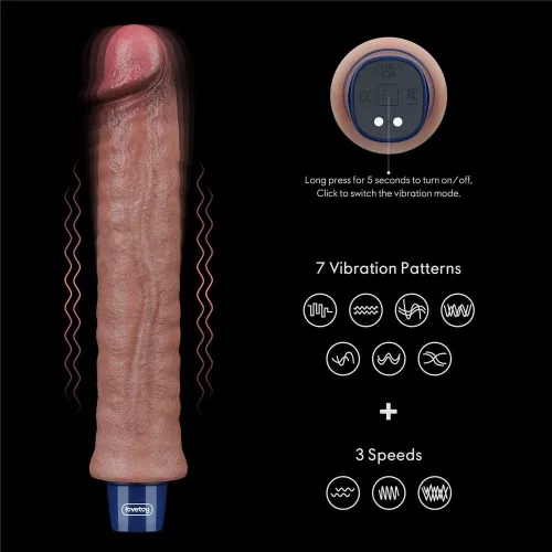 Dildo vibrante in silicone ricaricabile da 9,5" REAL SOFTEE