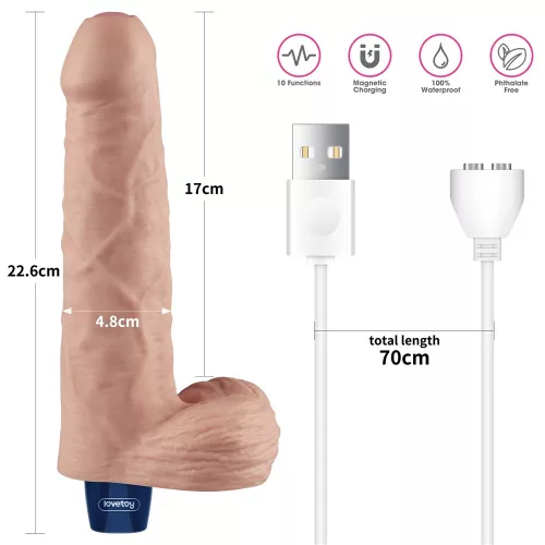 Dildo vibrante ricaricabile da 9" REAL SOFTEE (Flesh)