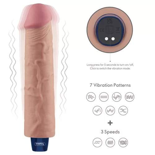 9,5" REAL SOFTEE Dildo Vibrante Ricaricabile (Flesh)