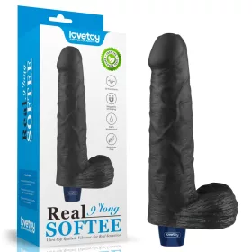   Dildo vibrante ricaricabile REAL SOFTEE da 9" (Nero)_B15O50_4
