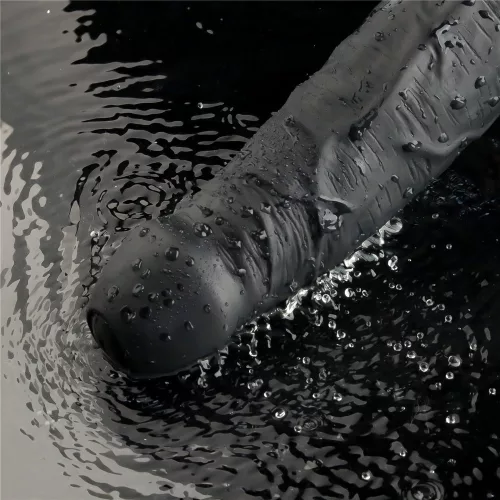 Dildo vibrante ricaricabile REAL SOFTEE da 9" (Nero)_B15O50_4