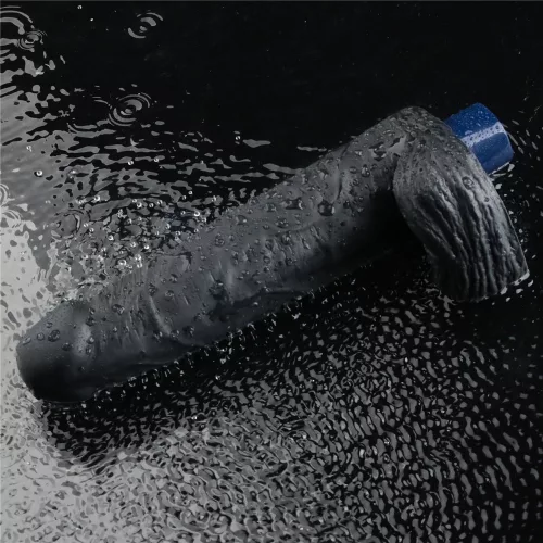 Dildo vibrante ricaricabile REAL SOFTEE da 9" (Nero)_B15O50_4