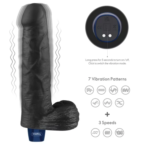 Dildo vibrante ricaricabile REAL SOFTEE da 9" (Nero)_B15O50_4