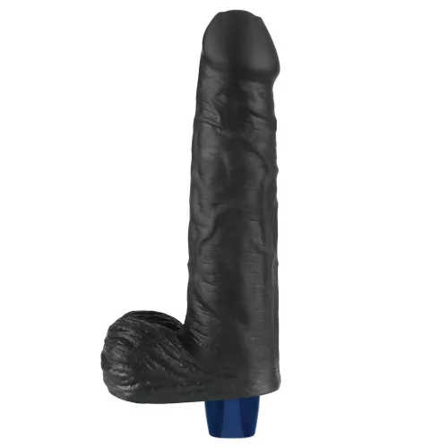 Dildo vibrante ricaricabile REAL SOFTEE da 9" (Nero)_B15O50_4