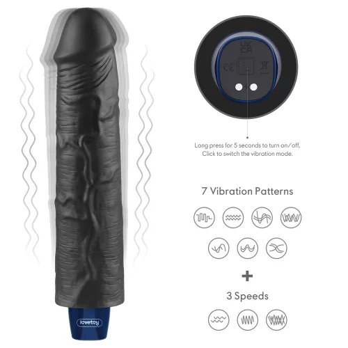 Dildo vibrante ricaricabile da 9,5" REAL SOFTEE (Nero)_B15O50_4