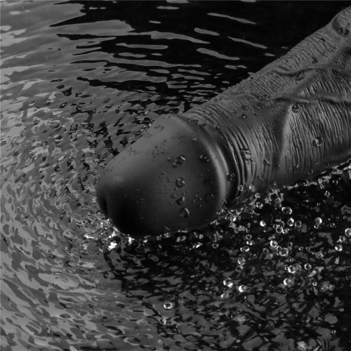 Dildo vibrante ricaricabile da 10" REAL SOFTEE (Nero)_B15O50_4