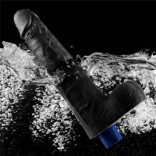 Dildo vibrante ricaricabile da 10" REAL SOFTEE (Nero)_B15O50_4