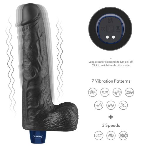 Dildo vibrante ricaricabile da 10" REAL SOFTEE (Nero)_B15O50_4