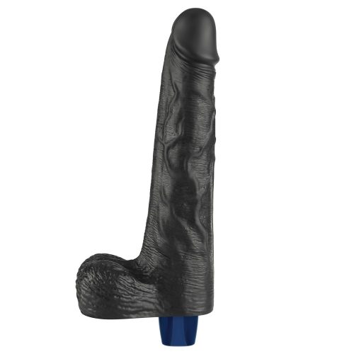 Dildo vibrante ricaricabile da 10" REAL SOFTEE (Nero)_B15O50_4