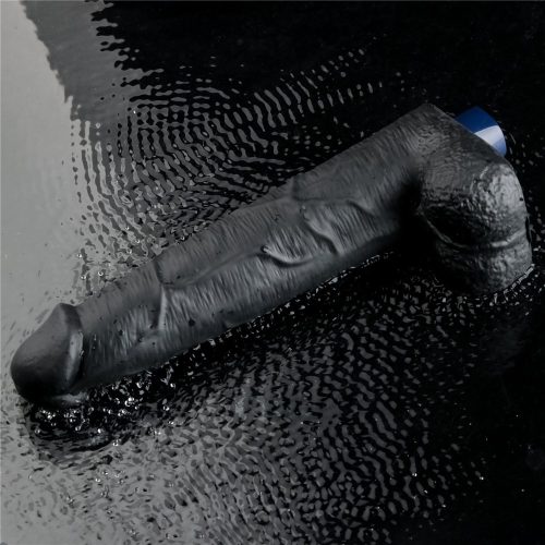 Dildo vibrante ricaricabile da 10,5" REAL SOFTEE (Nero)_B15O50_4