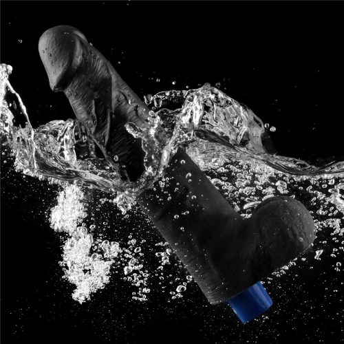 Dildo vibrante ricaricabile da 10,5" REAL SOFTEE (Nero)_B15O50_4